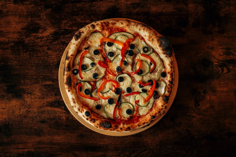 Veggie Garden pizza with fresh colorful vegetables