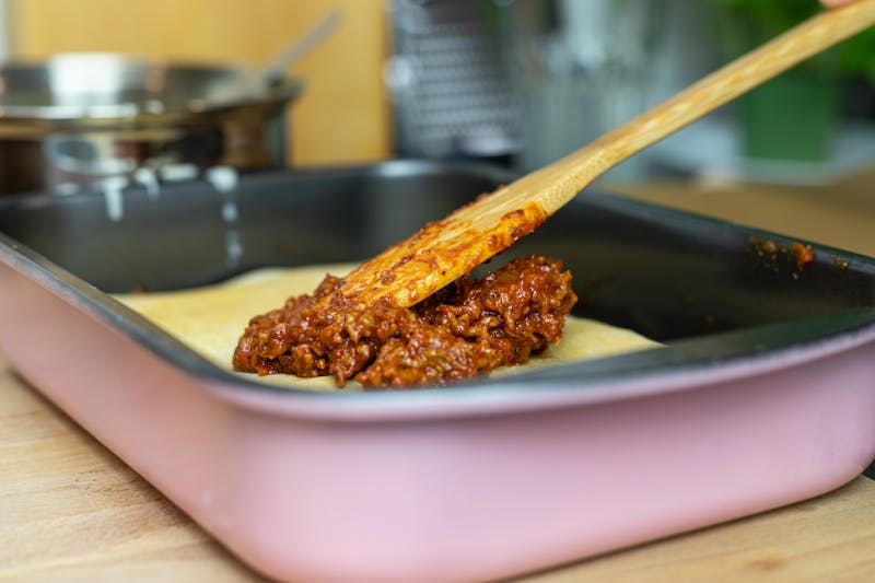 Lasagna Bolognese with rich meat ragu