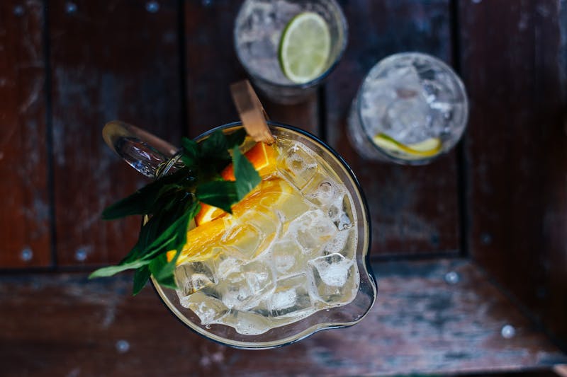 Fresh homemade lemonade with mint and ice